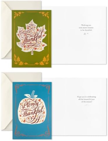 Hallmark Thanksgiving Cards with Envelopes, 16-Pack (Plenty Thankful)