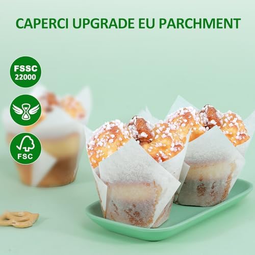 Caperci 150pcs White Tulip Cupcake Liners for Baking Parchment Muffin Cups