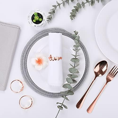 wonlex Valentines Napkin Rings Set of 12, Gold Napkin Holder for Valentine’s Day, Wedding, Banquet, Love Napkin Holders, Spring Serviette Buckles for Table Setting (Love - Rose Gold)