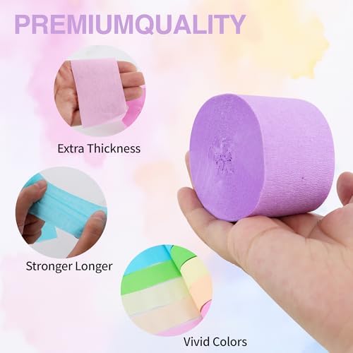 BEISHIDA 6 Rolls Pastel Crepe Paper Streamers for Birthday Wedding Party Decorations Bachelorette Bridal Shower Baby Shower piñatas DIY Craft Paper(492 Ft)