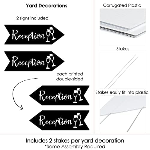 Big Dot of Happiness Black Wedding Reception Signs - Wedding Sign Arrow - Double Sided Directional Yard Signs - Set of 2 Reception Signs