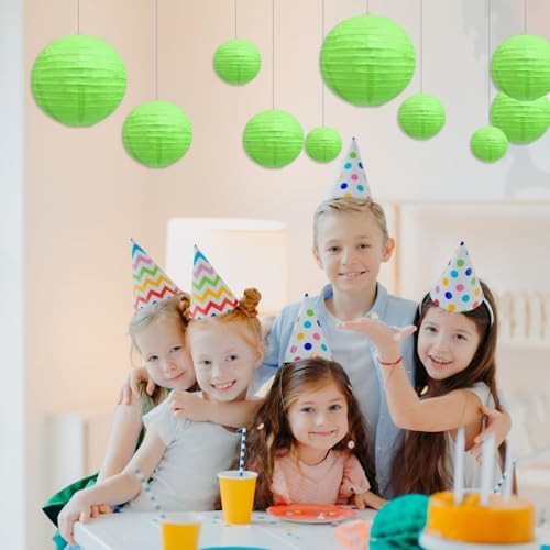 20Pcs Green Paper Lanterns for Parties, 4” 6” 8” 10” 12” Chinese Asian Hanging Round Paper Lanterns for Birthday Wedding Halloween Christmas Home Decor Party Decor