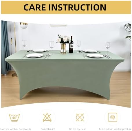 2-Pack 4ft Spandex Table Covers for Rectangular Folding Tables - Wrinkle Resistant Stretch Tight Table Cloths - Ultimate Fitted Table Protector for Parties, Banquet, and Wedding