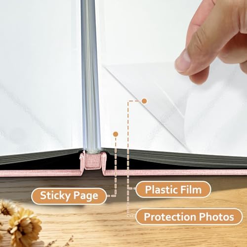 Large Photo Album 20 Sheets/ 40 Pages Self Adhesive Scrapbook Album for 4x6 5x7 8x10 Pictures DIY Photo Book as Scrapbooking Supplies, Birthday Gifts for Women Mom Wedding Baby Family Travel