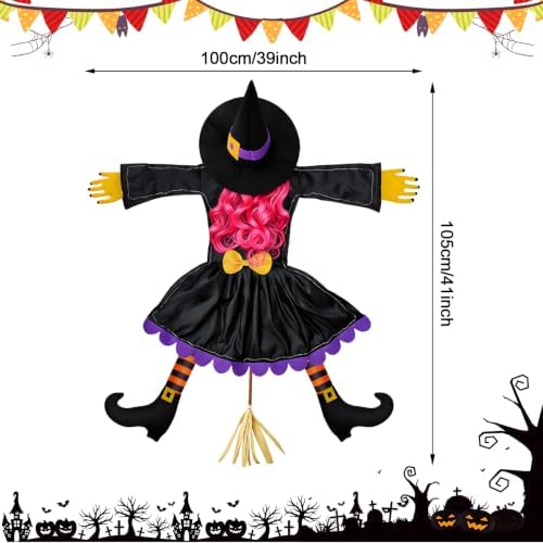Halloween Decorations Outdoor, Solar Witch, Pink Hair