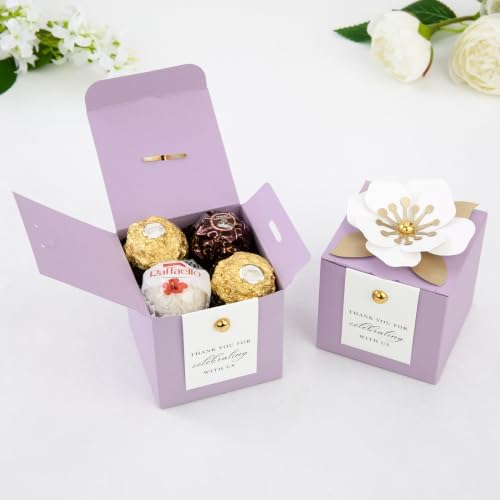 FEIYI 20 PCS Favor Boxes, Lilac Candy Boxes 2.55x2.55x2.55