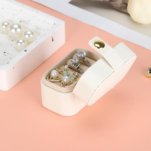 KUKUVR Small Travel Jewelry Ring Stud Earring Box (White)