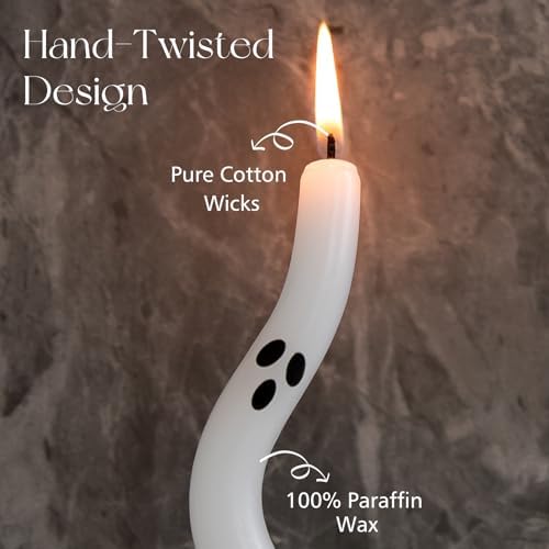 Halloween Decorations Indoor - 4 Pack Cute Ghost Taper Candles