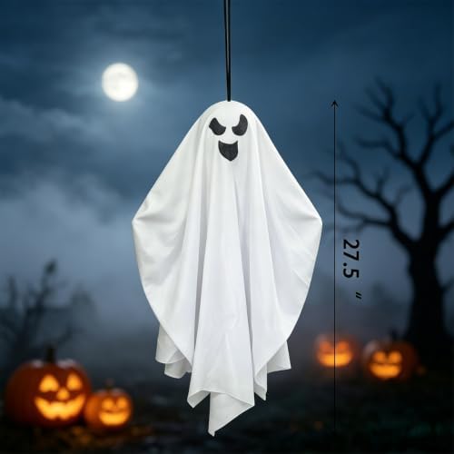 Anditoy 3 Pack 27.5" Halloween Hanging Ghosts Decorations Spooky Cute Flying Ghost for Indoor Outdoor Lawn Garden Yard Haunted House Halloween Decor Party Supplies