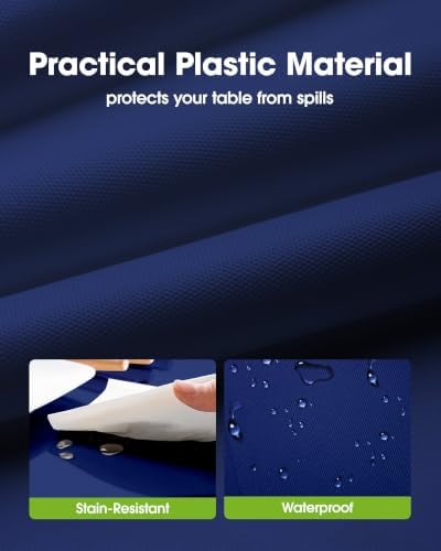 Pureegg Plastic Table Cloth Disposable 84 Inch Round 10 Pack, Navy Blue