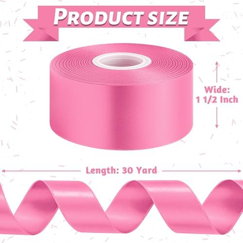 30 Yards 1 1/2 in Hot Pink Ribbon for Gift Wrapping Baby Shower Decorations