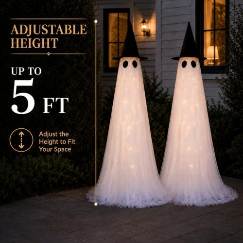2 Pack 5 Ft Large Light Up Ghost Decor - Halloween Decorations Outdoor
