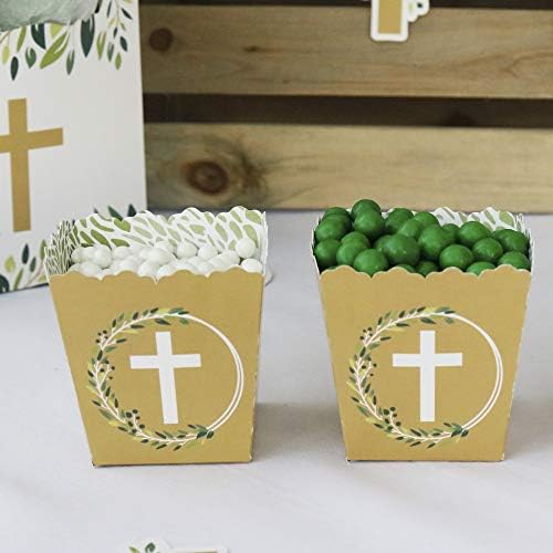 Big Dot of Happiness Elegant Cross - Party Mini Favor - Religious Party Treat Candy Boxes - Set of 12