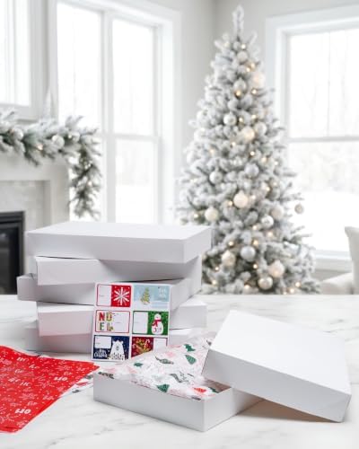 SUNCOLOR 6 Pack 14" Christmas Gift Boxes With Lids For Clothes Presents