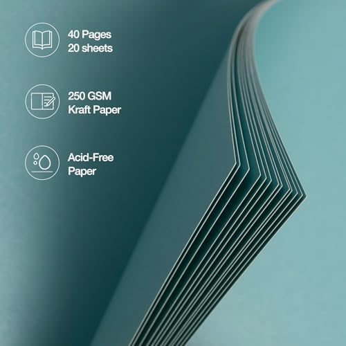 potricher 7 x 7 Inch Small DIY Scrapbook Photo Album 40 Pages, Blue