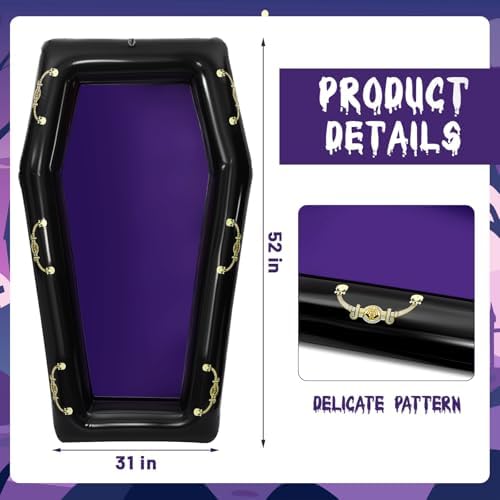 Aoriher Wednesday Party Decoration Halloween Purple Inflatable Coffin