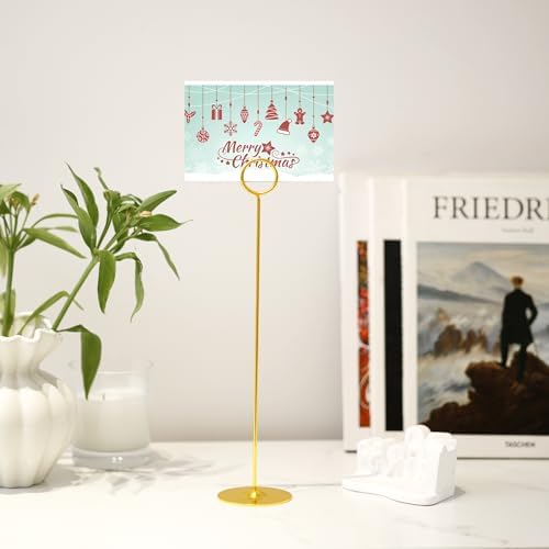 ERYTLLY 24 Pack 12 Inch Steel Place Card & Table Number Holders, Gold