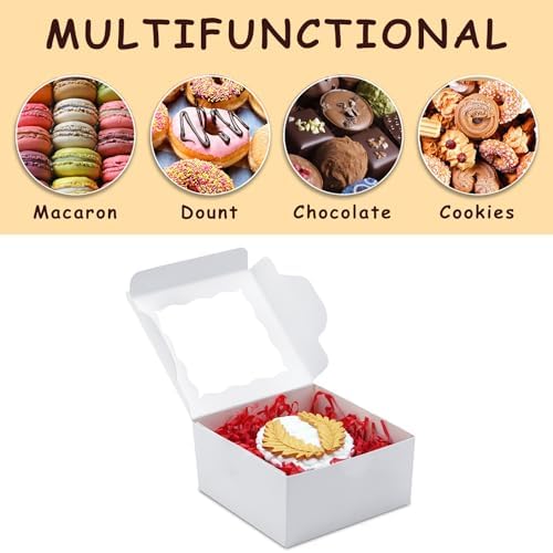 XINHPKGG 40 Pcs Cookie Boxes 4x4x2 Inch Bakery Boxes with Window Treat box