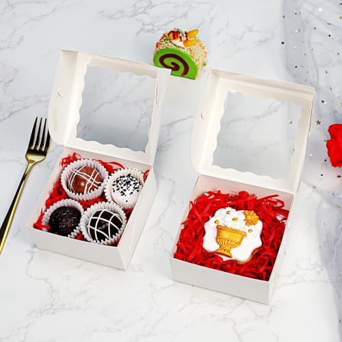 100Pack 4x4x2 Inch White Simple Elegant Bakery Boxes