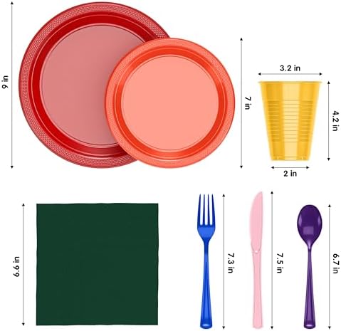 Exquisite 350 Pcs Rainbow Plates and Napkins Party Supplies Plate Sets