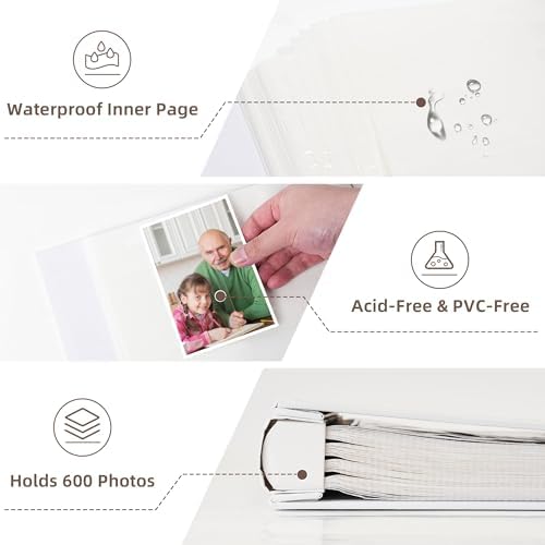 Family Tree 4x6 Photo Album, 600 Pocket Family Memory Book, Beige