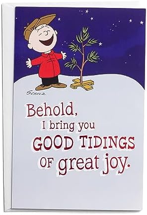 DaySpring - Peanuts - Good Tidings Great Joy - 50 Bulk Christmas Cards, KJV (J4792), Multi