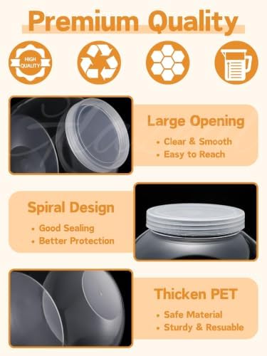6PCS 34oz Plastics Candy Jars for Candy Buffet, 1000ml Plastic Cookie Jars with Lids Clear for Candy Bar Supplies, Coffee Holder Food Storage