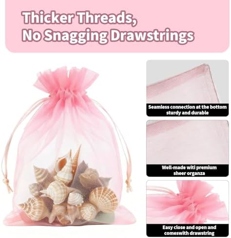 3-Color Organza Bags 4x6 Mesh Bags Drawstring for Jewelry Favor Gifts Pouch