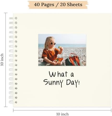 Scrapbook Photo Album 10"x10" 20 Sheets 40 Pages Hardcover Kraft Paper