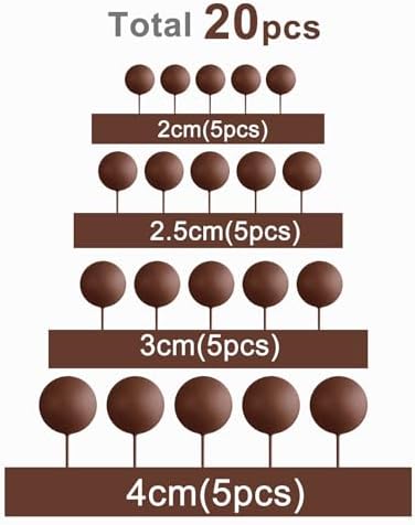 ASTARON 20 Pcs Foam Brown Balls Cake Topper Decorations for Birthday Cake
