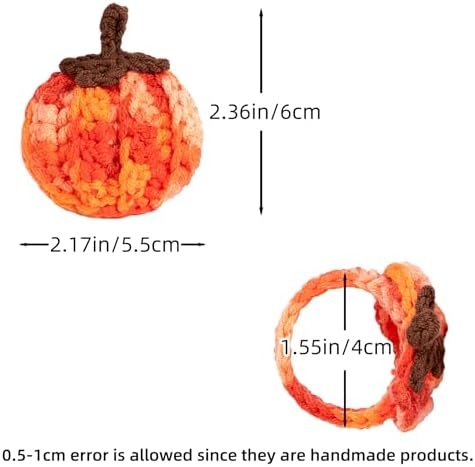 Set of 6 Pumpkin Napkin Rings, Fall Napkin Rings Thanksgiving Halloween Napkin Ring Holder, Handcrafted Crochet Napkin Holders for Thanksgiving Dinner Table Décor (6, Gradient)
