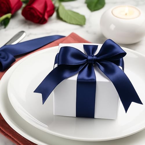 30 Yards 1 1/2 in Navy Blue Ribbon for Gift Wrapping Graduate Birthday