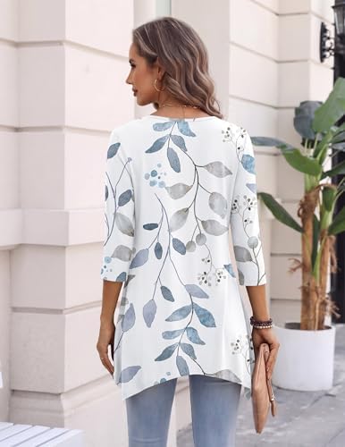 Zeagoo Womens Tops 3/4 Sleeve Loose Fit Dressy Tunics Plus Size Boho Shirts