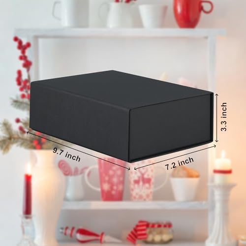 Tlpmsk Black Gift Boxes With Lids,9.7x7.2x3.3 Inch,Magnetic Box for Present