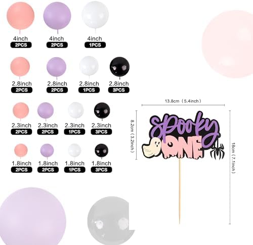 Ercadio 30Pcs Halloween Spooky One Balls Cake Decors Spooky One Ghost with Balls Cake Toppers Picks for Happy Halloween Baby 1st Birthday Party Cake Decoration Supplies