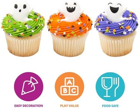 Ghost Halloween Cupcake Decoration Toppers | 24 Pack Party Cake Rings