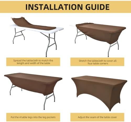 2-Pack 4ft Spandex Table Covers for Rectangular Folding Tables - Wrinkle Resistant Stretch Tight Table Cloths - Ultimate Fitted Table Protector for Parties, Banquet, and Wedding