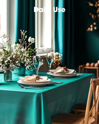 Pureegg Plastic Table Cloth Disposable 54x108 Inch 10 Pack, Teal
