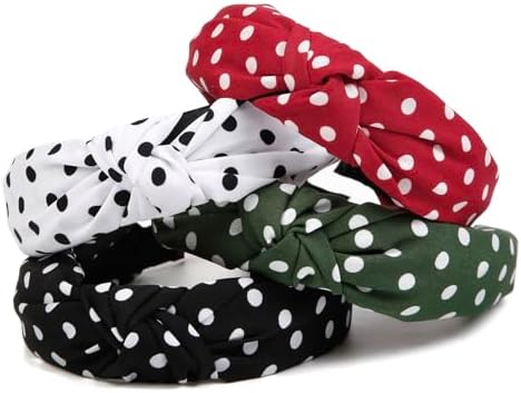Huachi Polka Dot Headbands for Women Trendy Knotted Headbands for Girls Christmas Cute Top Knot Head Bands for Women's Hair Non Slip Fashion Hair Accessories for Women Girls