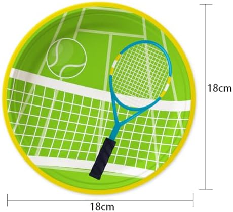 SHUYU 50 PCS Tennis Paper Plates,7 Inch Disposable Tennis Plates, Tennis Court and Racket Design Party Dessert Plates Sports Birthday Baby Shower Party Supplies