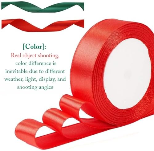 Christmas Ribbon, 0.8 inches x 25 Yards, Christmas Gift Wrapping