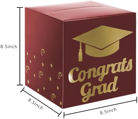 Partico Graduation Card Box Holder, Grad Party Decorations (Maroon)