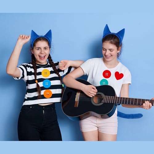 Eybila 9PCS Cat Costume Blue Cat Ears Headband Tail Button Heart Sticker