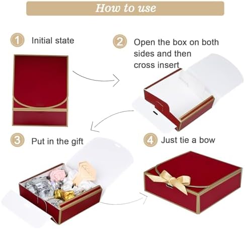 WLUSEAXI 10 Pack Small Gift Boxes with Lids, Red Gift Boxes with Ribbons
