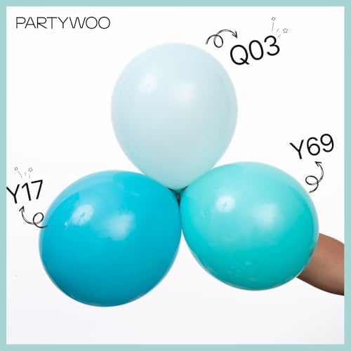 PartyWoo Teal Balloons 140pcs Turquoise Latex Balloons Different Sizes