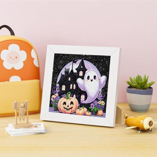 Halloween Diamond Art Kit for Kids with Frame,DIY Crafts for Girls Boy