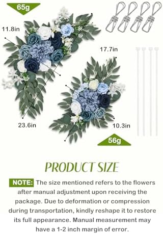 Wedding Arch Flowers Set of 2, Artificial Flowers for Decoration