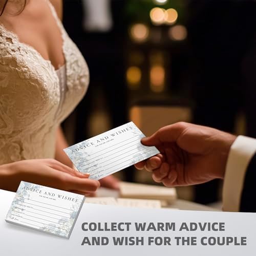 Advice and Wishes for Mr and Mrs - 60 Floral Wedding Messages with Storage Box - Romantic Marriage Well Wishes Set for Bridal Shower and Guest Book Alternative