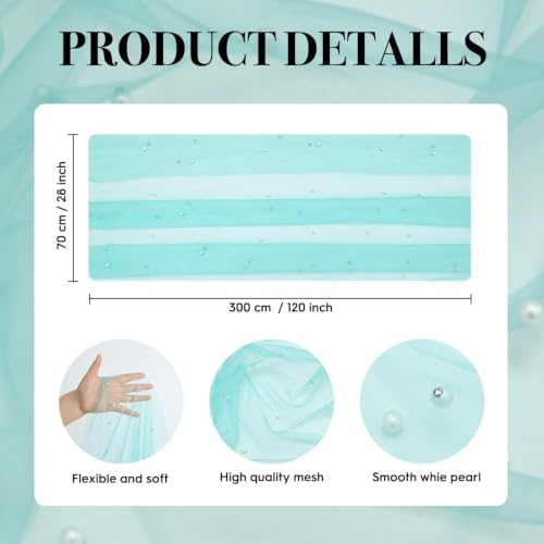 Artoid Mode 3-Pack Pearl Turquoise Gauze Table Runner 10FT Home Decor