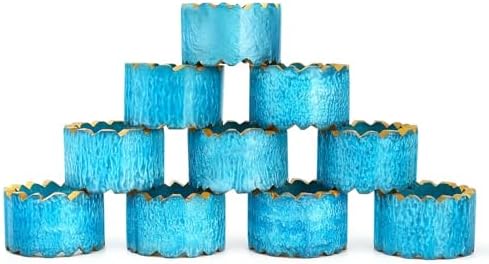 Alpha Living Home Epoxy Resin Napkin Rings, Blue Gold, 12-Pack